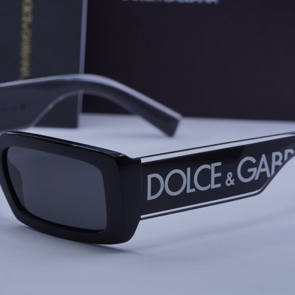 Dolce & Gabbana DG6187 501/87 Rectangle Sunglasses - Black\\Dark Grey